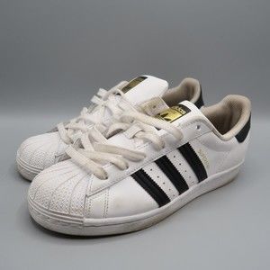 Adidas Superstar Size 6 Core Black Stripes Shoes Sneakers Shell Toe Lace Up